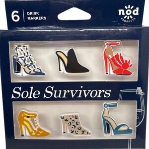 Nod Sole Survivors Shoe Drink Markers Posh‎ Wine Charms Set of 6 Host Party Gift